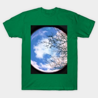 Planet Earth Environment with Blue Sky, White Cloud and Winter Tree T-Shirt